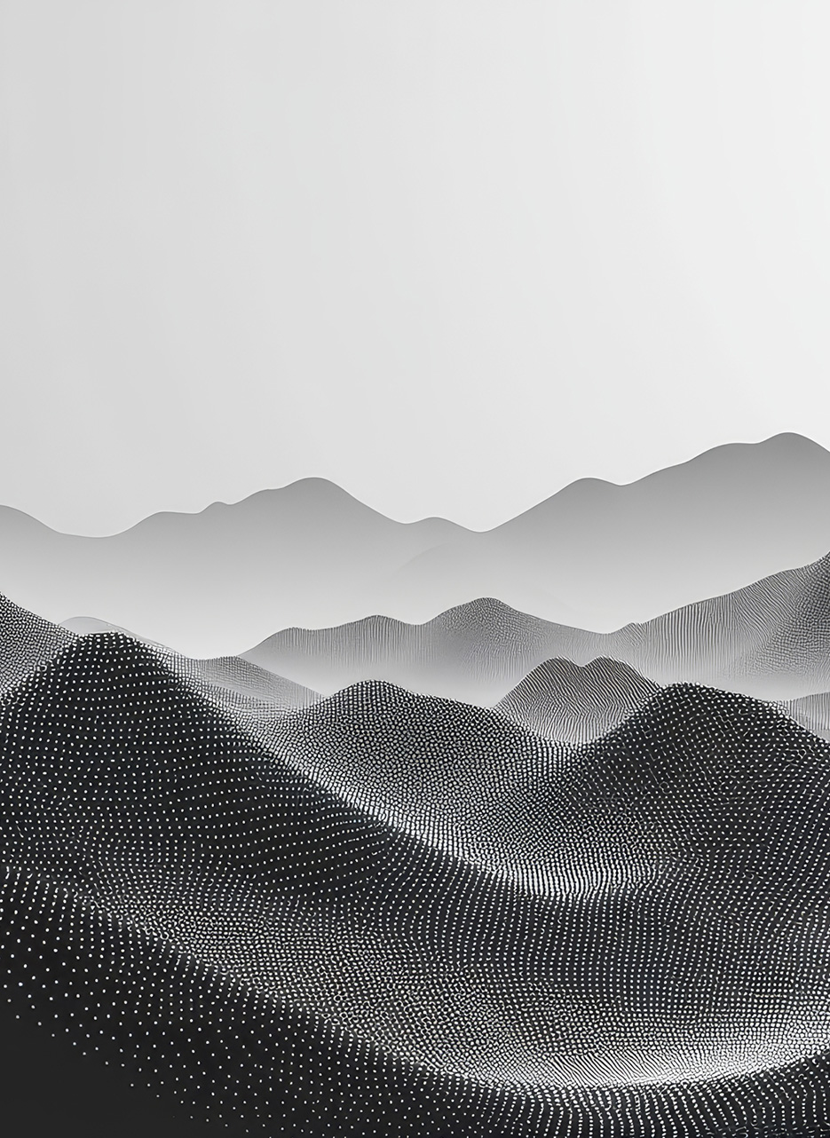 Abstract digital mountain landscape symbolizing Visco Studio creativity and growth in web design and development