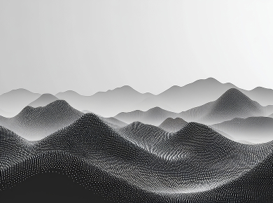 Abstract digital mountain landscape symbolizing Visco Studio creativity and growth in web design and development