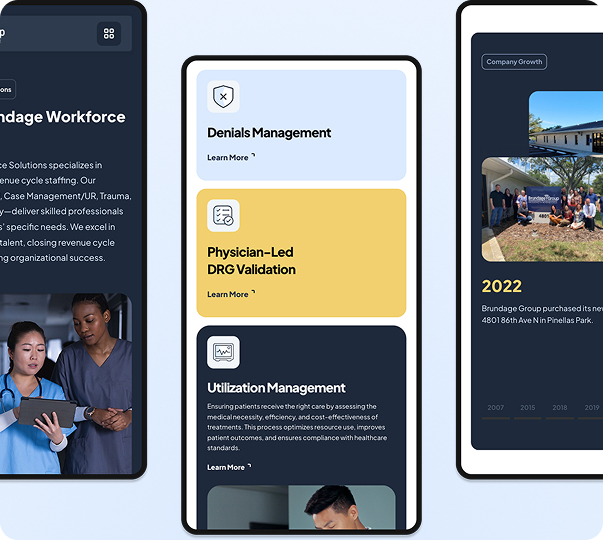 Mobile website design by Visco Studio for Brundage Group. Medical web design work