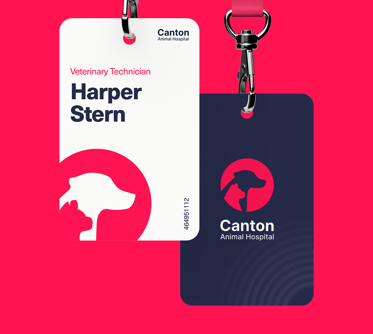 Brand identity and design by Visco Studio for Canton Animal Hospital. Featuring staff ID badges
