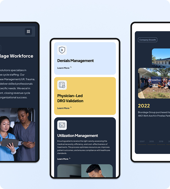Mobile website design by Visco Studio for Brundage Group. Medical web design work
